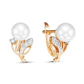 Серьги из красного золота с белыми морскими жемчужинами Акойя 7-7,5 мм