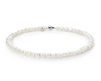 Ожерелье из белого барочного речного жемчуга класса ААА. Жемчужины 9-10 мм