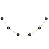 Цепочка из желтого золота с черными морскими жемчужинами 7-7,5 мм. Длина 42 см