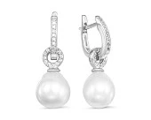 Серьги из серебра с белыми морскими Австралийскими жемчужинами 9-9,5 мм