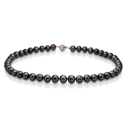 Ожерелье из черного круглого речного жемчуга класса ААА. Жемчужины 8,5-9,5 мм