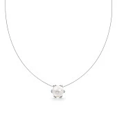 Колье-невидимка на леске из серебра с белой речной жемчужиной. Жемчужина 8,5-9 мм