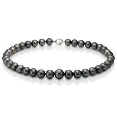 Ожерелье из черного круглого морского Таитянского жемчуга 13,1-16,3 мм. Качество высокое АА+