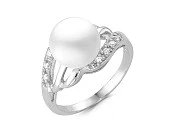 Кольцо из серебра с белой речной жемчужиной 8,5-9,5 мм