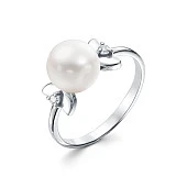 Кольцо из серебра с белой речной жемчужиной 8,5-9 мм