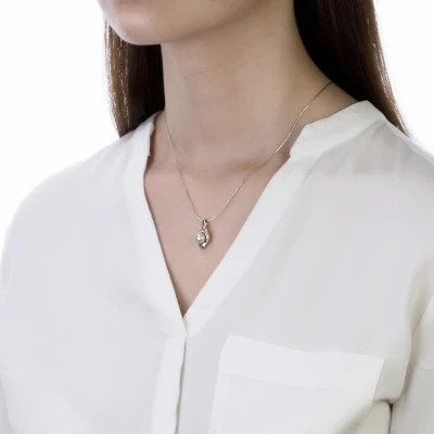 Кулон из серебра с розовой речной жемчужиной 7-7,5 мм