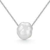 Цепочка из белого золота с белой барочной речной жемчужиной 10-11 мм. Длина 45 см