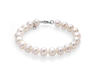 Браслет из белого овального речного жемчуга класса ААА. Жемчужины 9-10 мм