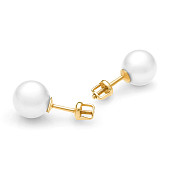 Пусеты из серебра 925 пробы с белыми речными жемчужинами 8,5-9 мм