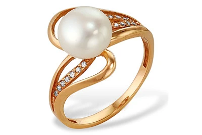 Кольцо из серебра с белой речной жемчужиной 7-7,5 мм