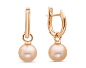 Серьги из серебра с розовыми речными жемчужинами 8,5-9 мм