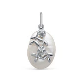 Кулон из серебра с белой барочной речной жемчужиной 16-23 мм
