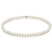 Ожерелье из белого круглого речного жемчуга класса АА+. Жемчужины 7-7,5 мм