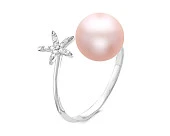 Кольцо "Диор" из серебра с розовой речной жемчужиной 7,5-8 мм