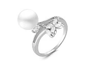 Кольцо из серебра с белой речной жемчужиной 9 мм