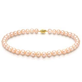 Ожерелье из розового круглого речного жемчуга класса ААА. Жемчужины 9-10 мм