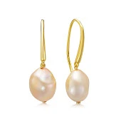 Серьги из серебра с золотистыми жемчужинами "Барокко" 11-12 мм