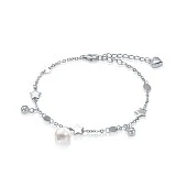 Браслет из серебра 925 пробы с белой речной жемчужиной 7-7,5 мм