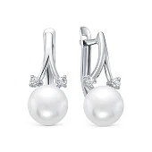 Серьги из серебра 925 пробы с белыми речными жемчужинами 8 мм