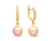 Серьги из серебра с розовыми речными жемчужинами 8,5-9 мм