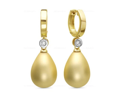 Серьги из серебра с золотистыми жемчужинами "Майорика" 16-20 мм