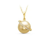 Подвеска из золота с золотистой морской Австралийской жемчужиной 12-12,5 мм