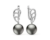 Серьги из белого золота с черными морскими Таитянскими жемчужинами 12-12,5 мм