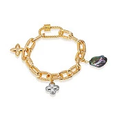 Браслет из ювелирного сплава с черным барочным жемчугом 14-18 мм