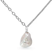 Колье из серебра 925 пробы с белой речной жемчужиной "Барокко" 18-23 мм