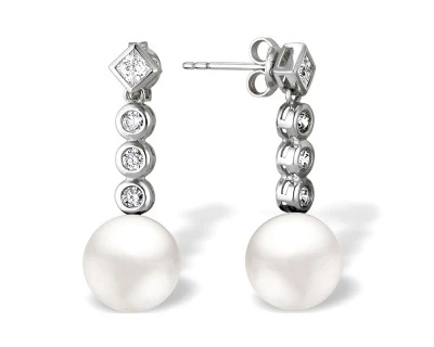 Серьги из серебра с белыми речными жемчужинами 8,5-9 мм