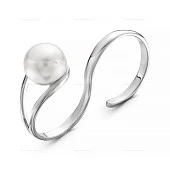Двойное кольцо из серебра с белой речной жемчужиной 9 мм