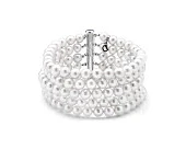 Браслет в 5 рядов из белого круглого речного жемчуга. Жемчужины 6-6,5 мм