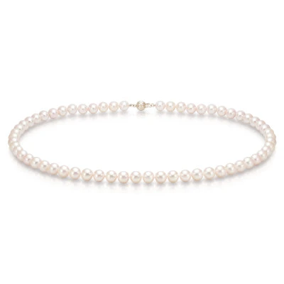 Ожерелье из  белого круглого морского жемчуга Акойя (Япония). Жемчужины 7-7,5 мм. Класс АА+