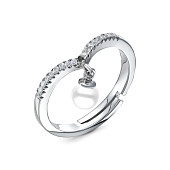 Кольцо из белого золота с белой морской жемчужиной Акойя 7-7,5 мм