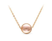 Цепочка из красного золота с розовой морской жемчужиной 9,5-10 мм. Длина 40 см