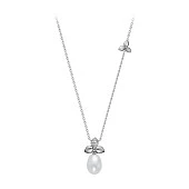 Колье из серебра с белой каплевидной речной жемчужиной 9,5-10 мм
