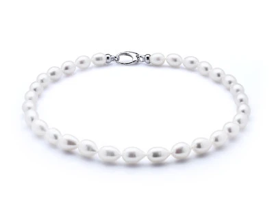 Ожерелье из белого рисообразного речного жемчуга. Жемчужины 10-11 мм