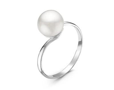 Кольцо из серебра с белой речной жемчужиной 7,5-8 мм
