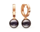 Серьги из серебра с черными речными жемчужинами 8,5-9 мм