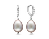 Серьги из серебра с серебристыми речными жемчужинами 10-11 мм