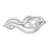 Брошь из серебра с белой речной жемчужиной 8,5-9 мм Брошь из серебра с белой речной жемчужиной 8,5-9 мм