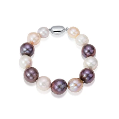 Браслет "микс" из речного круглого жемчуга. Жемчужины 12-16 мм