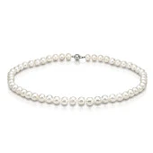 Ожерелье из белого круглого речного жемчуга класса АА+. Жемчужины 7,5-8,5 мм