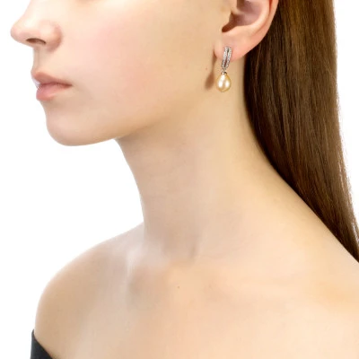 Серьги из серебра c розовыми речными жемчужинами 10-11 мм