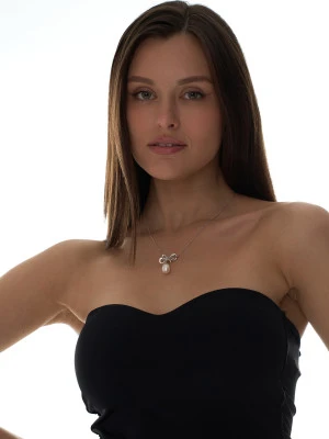 Колье из серебра с белой каплевидной речной жемчужиной 10-10,5 мм