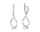 Серьги "Вираж" из серебра c белыми речными жемчужинами 8 мм