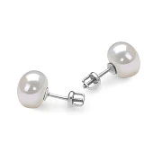 Пусеты из серебра 925 пробы с белыми речными жемчужинами 9,5-10 мм