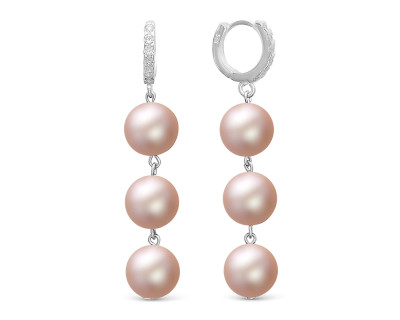 Серьги из серебра с розовыми речными жемчужинами 8-8,5 мм