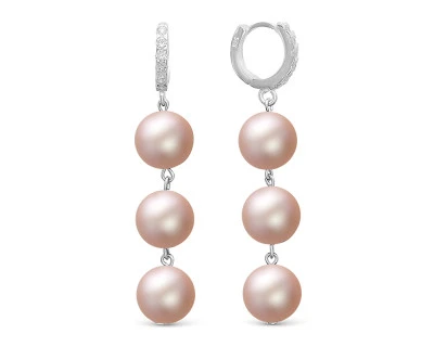 Серьги из серебра с розовыми речными жемчужинами 8-8,5 мм