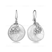 Серьги из серебра с белым барочным жемчугом 14 мм Серьги из серебра с белым барочным жемчугом 14 мм